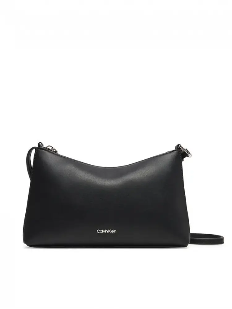 borsa in ecopelle liscia con tracolla e micro logo lettering