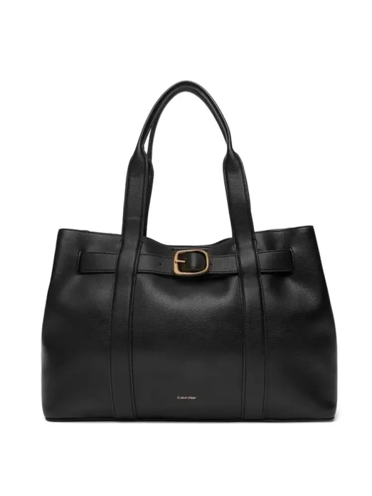 borsa in simil pelle nera con clip magnetica dorata