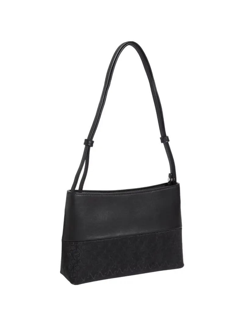 Calvin Klein borsa nera donna a spalla con tracolla logo all over sul fonod miniatura 3