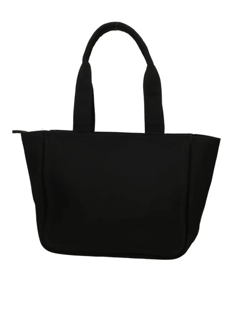 Calvin Klein borsa nera donna a spalla in tela di cotone logo sul davanti miniatura 2