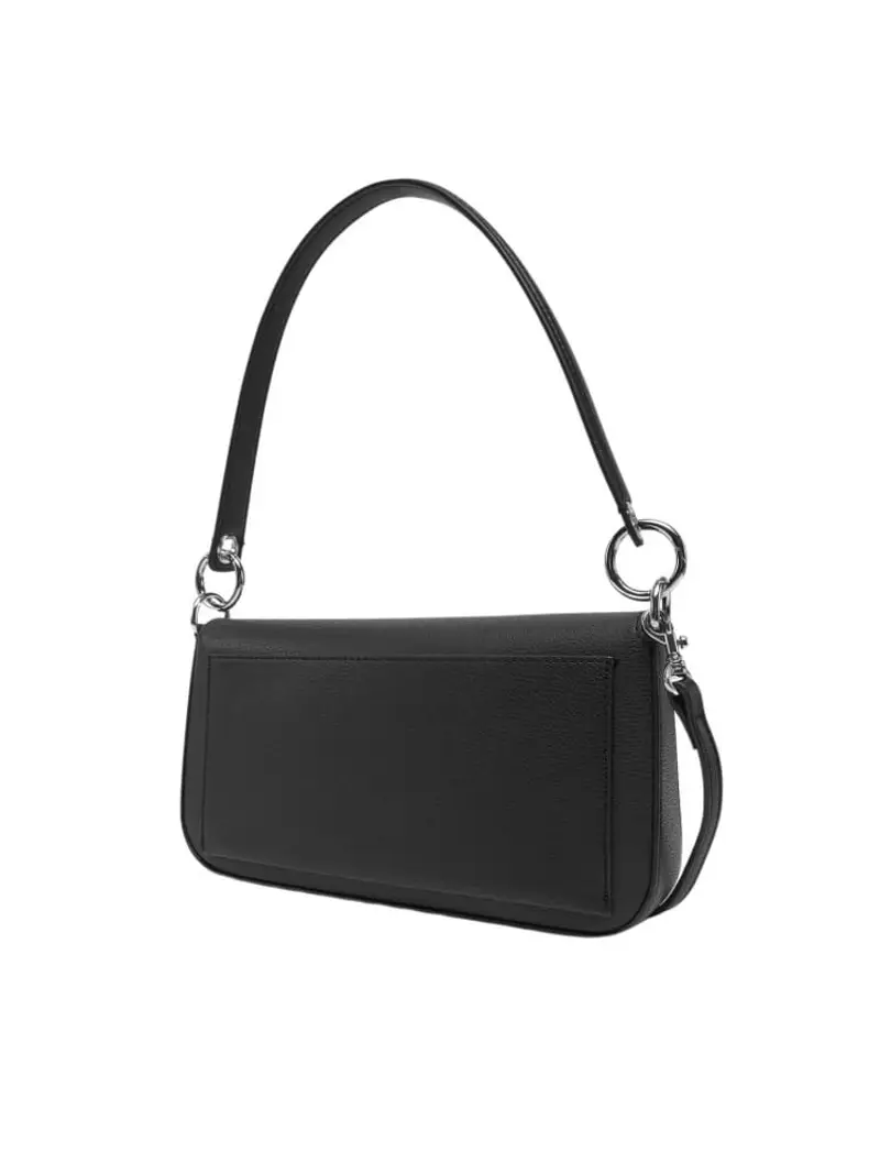 Calvin Klein borsa nera donna in ecopelle a spalla con tracolla logo in metallo miniatura 2