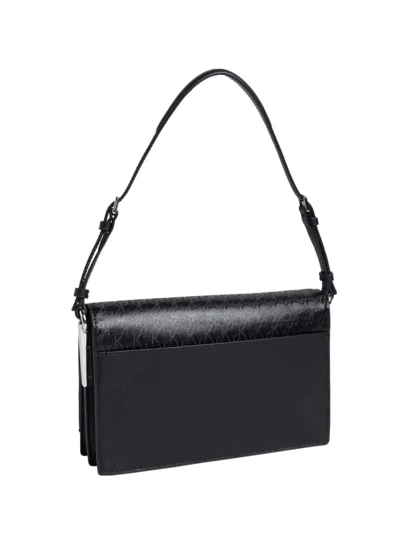 Calvin Klein borsa nera donna in ecopelle con tracolla logo all over miniatura 2