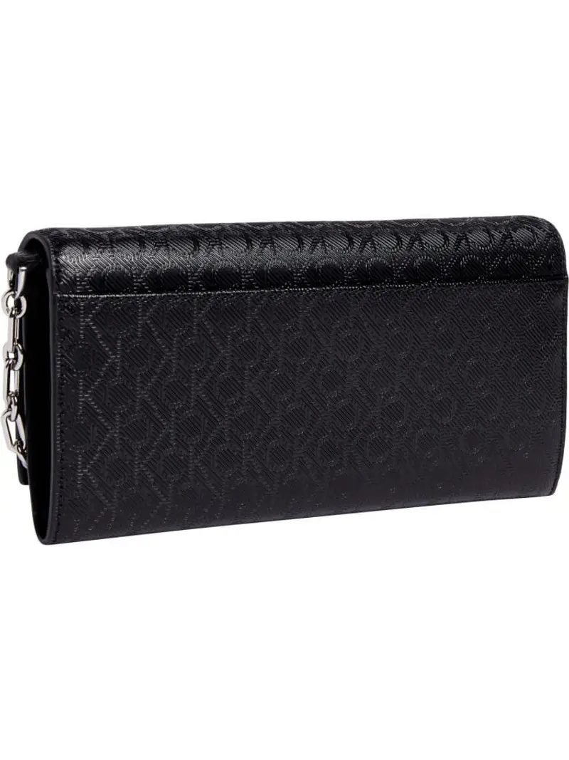 Calvin Klein borsa nera donna in ecopelle con tracolla logo all over in rilievo miniatura 2