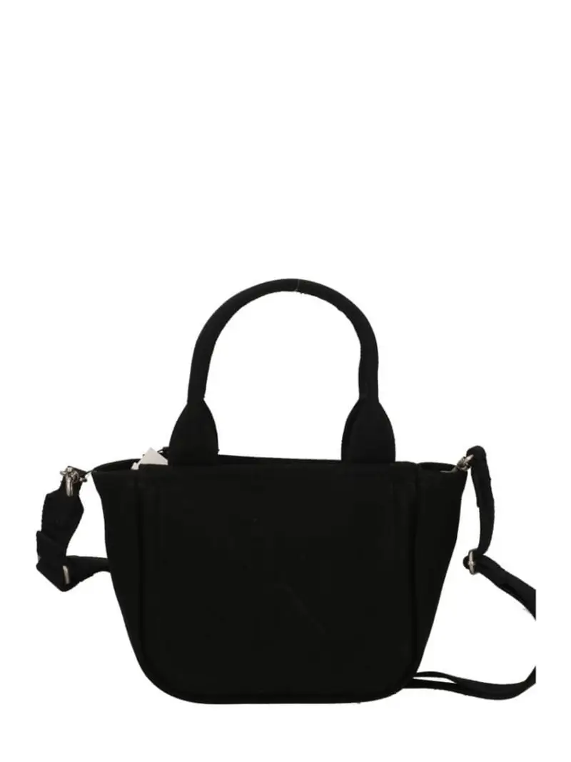 Calvin Klein borsa nera donna in tela di cotone con tracolla logo sul davanti