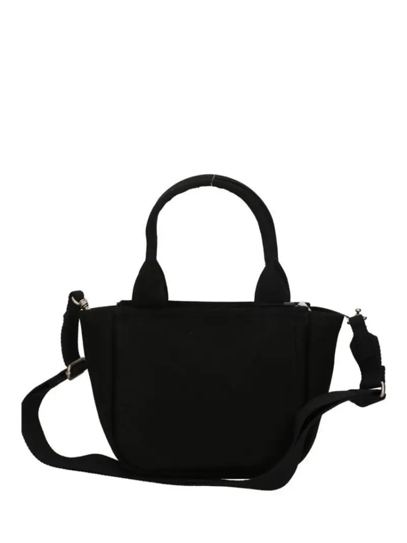 Calvin Klein borsa nera donna in tela di cotone con tracolla logo sul davanti miniatura 2