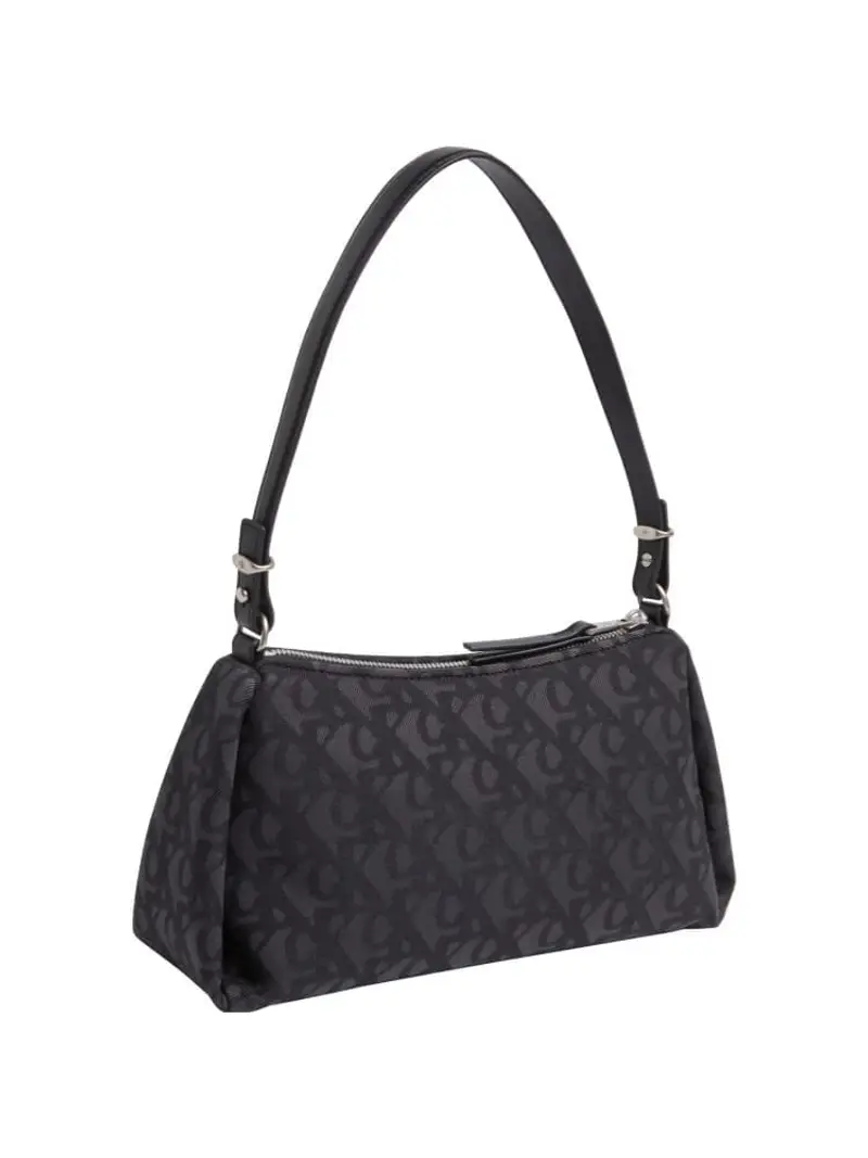 Calvin Klein borsa nera donna in tessuto a mano con tracolla logo monogram all over miniatura 3