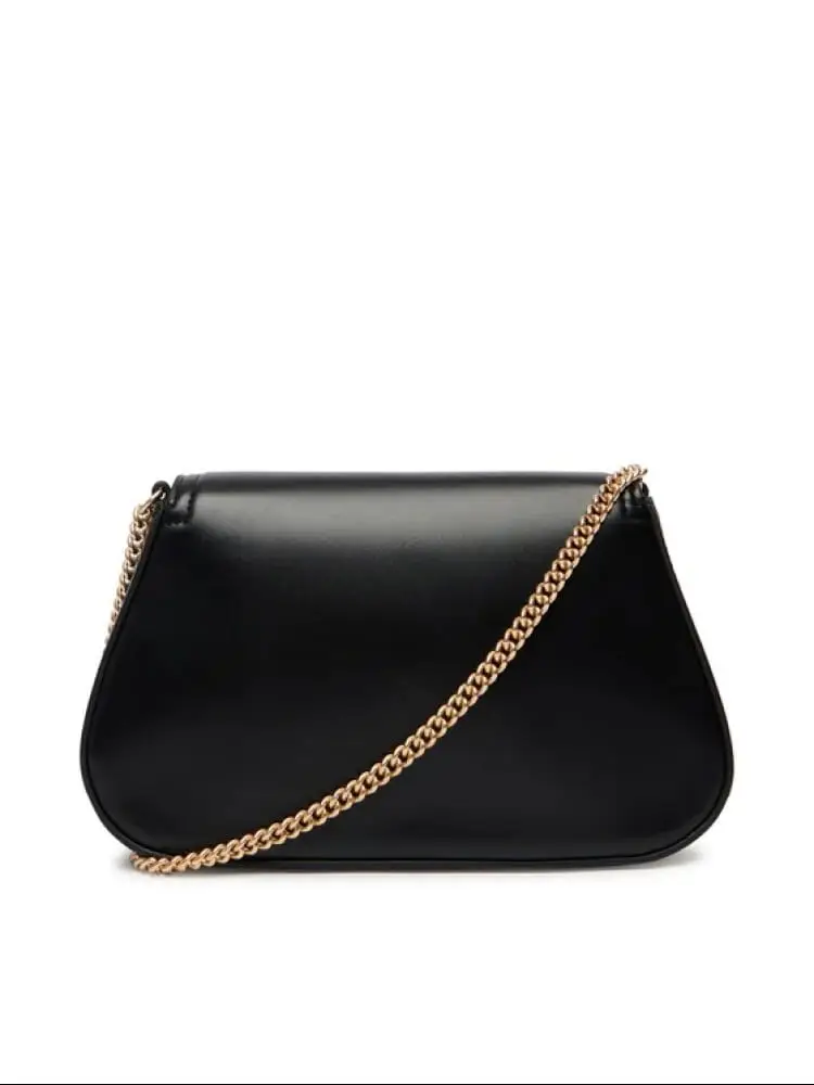 borsa nera donna mini logo oro miniatura 2