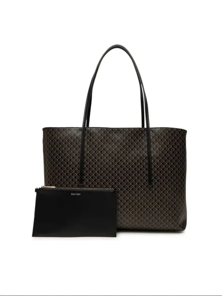 borsa nera donna shopping con logo