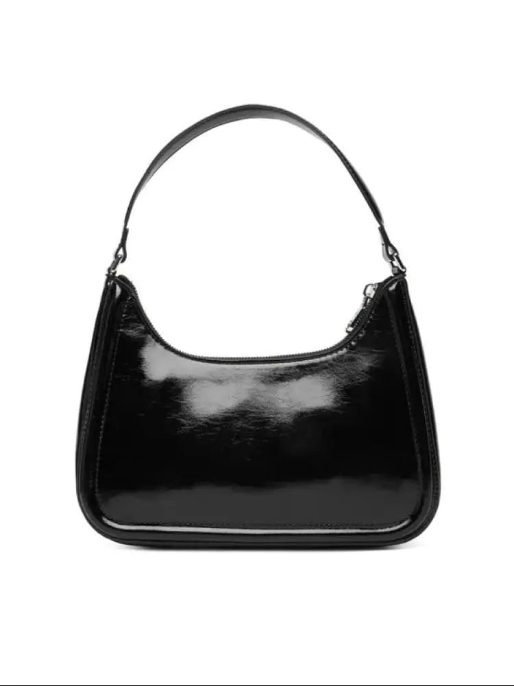 borsa nera lucida donna maxi logo miniatura 2