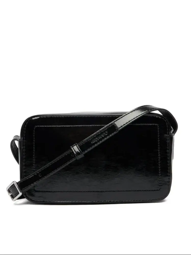 borsa nera lucida donna maxi logo miniatura 2