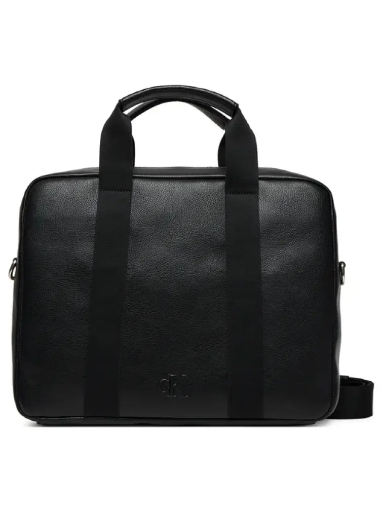 borsa porta laptop in similpelle nera con logo