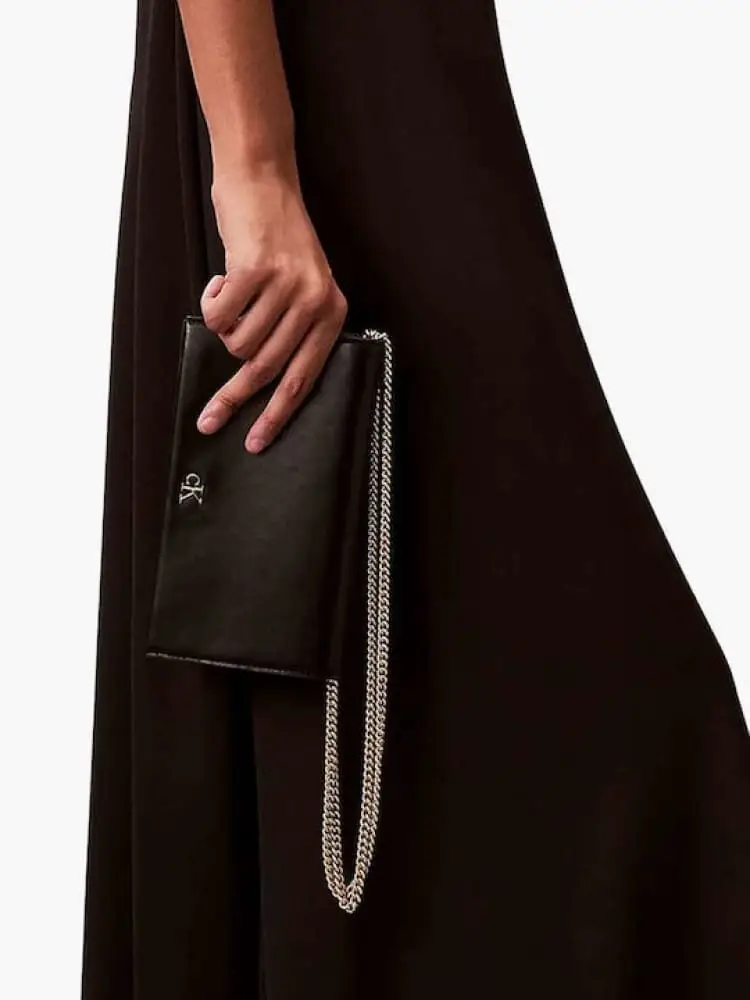 borsa portafoglio nero donna con logo miniatura 3