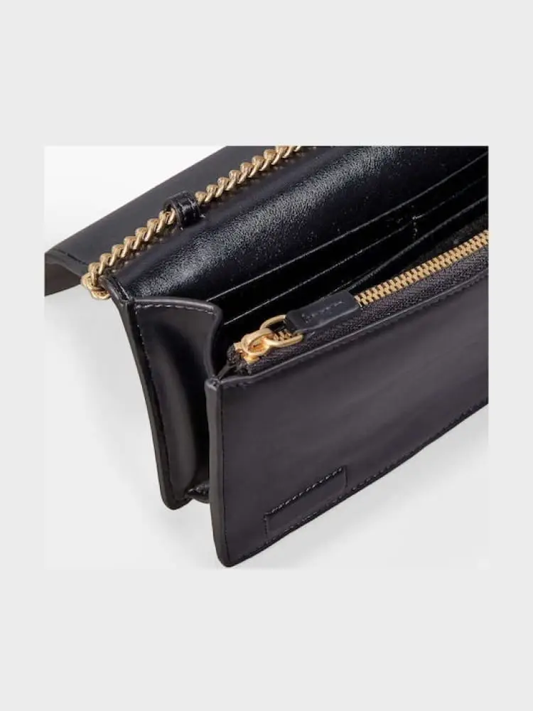 borsa portafoglio nero donna con logo miniatura 4