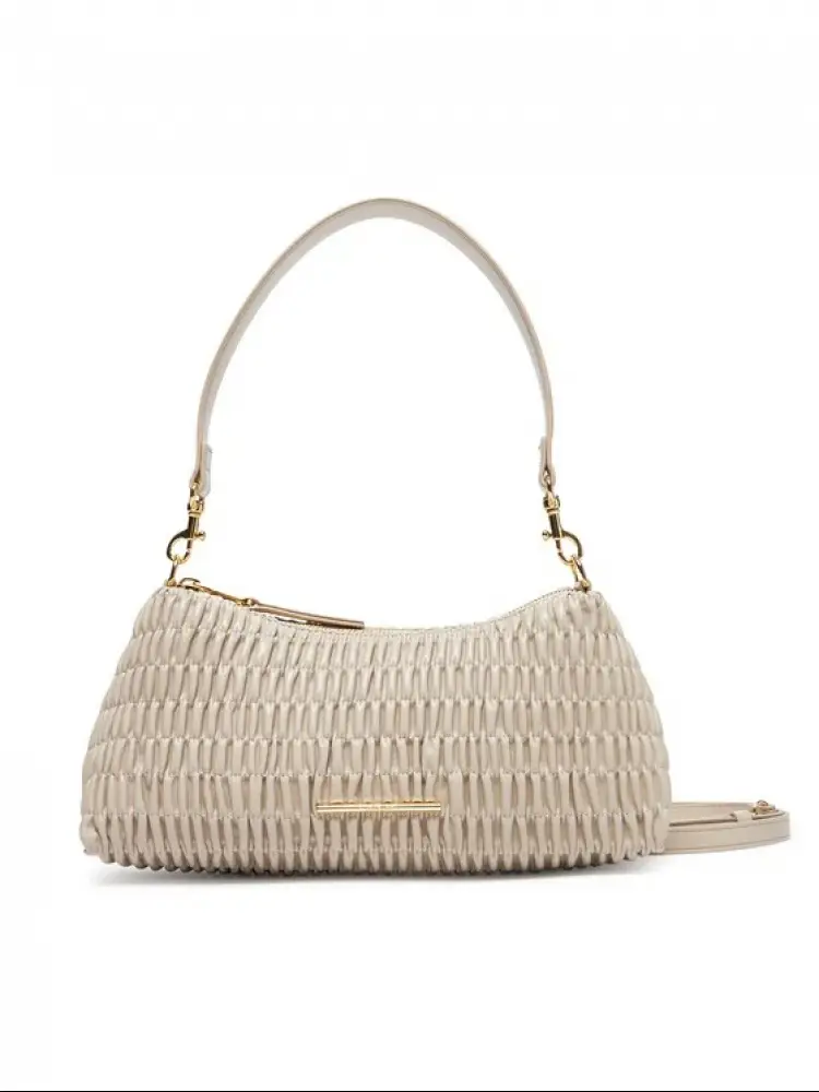 borsa shoulder in ecopelle plisse beige