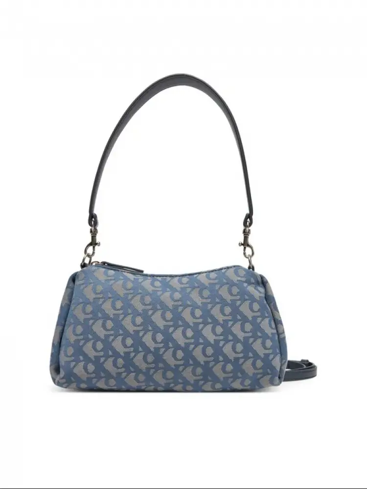 borsa shoulder in tessuto con logo all over deninm