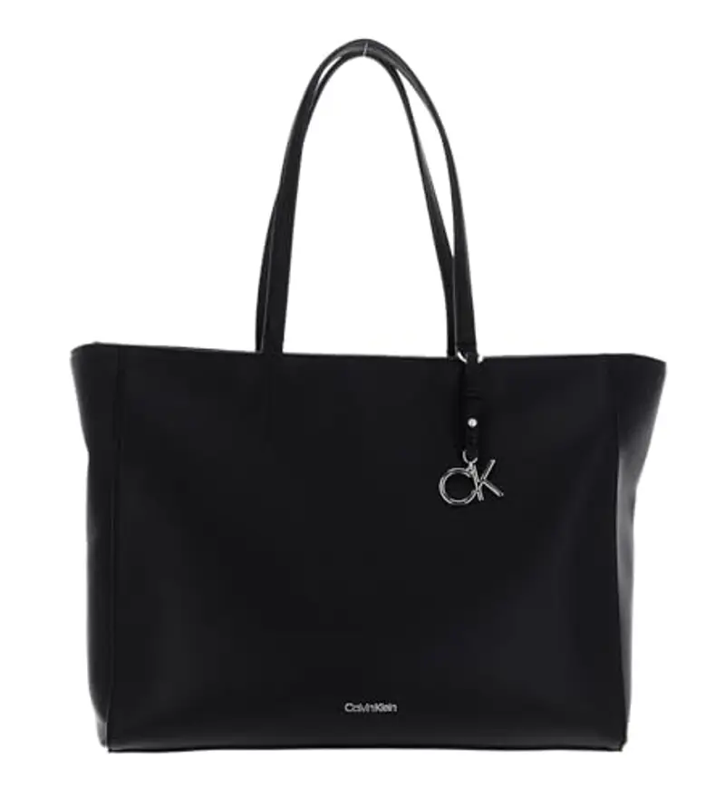 Calvin Klein Borsa Tote Bag Donna Ck Must Shopper Medium con Zip, Nera (Ck Black), Nero (Ck Black), Taglia Unica