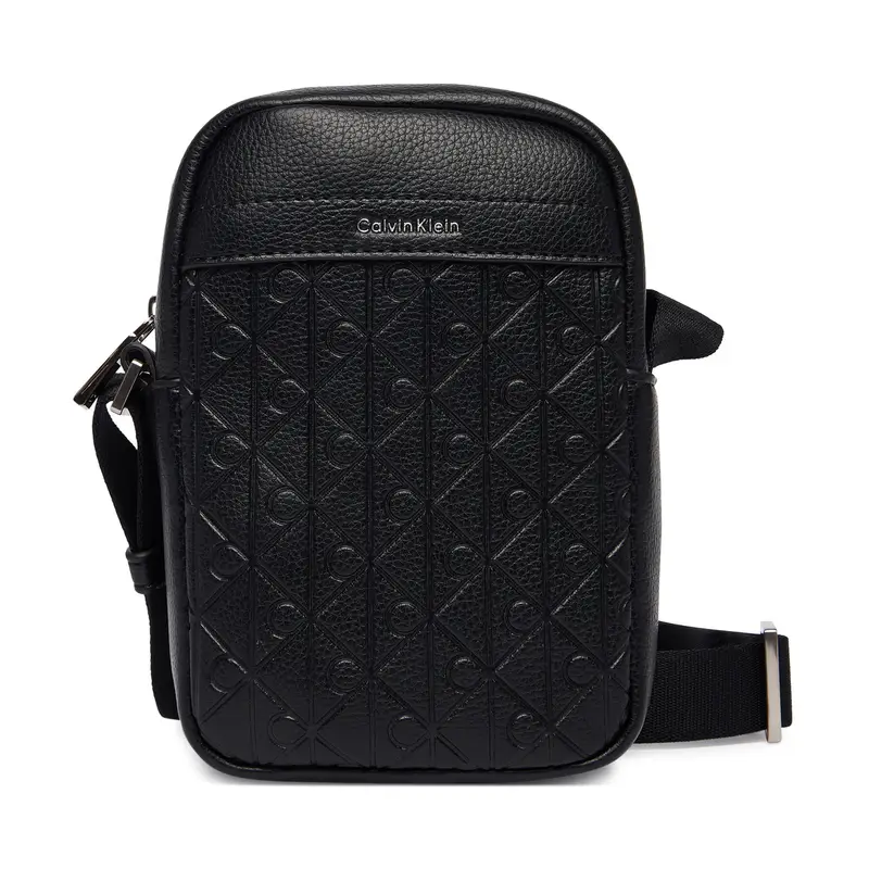 Borsellino Calvin Klein Emblem Aop Emboss Slim Reporter LV04D3228G Nero