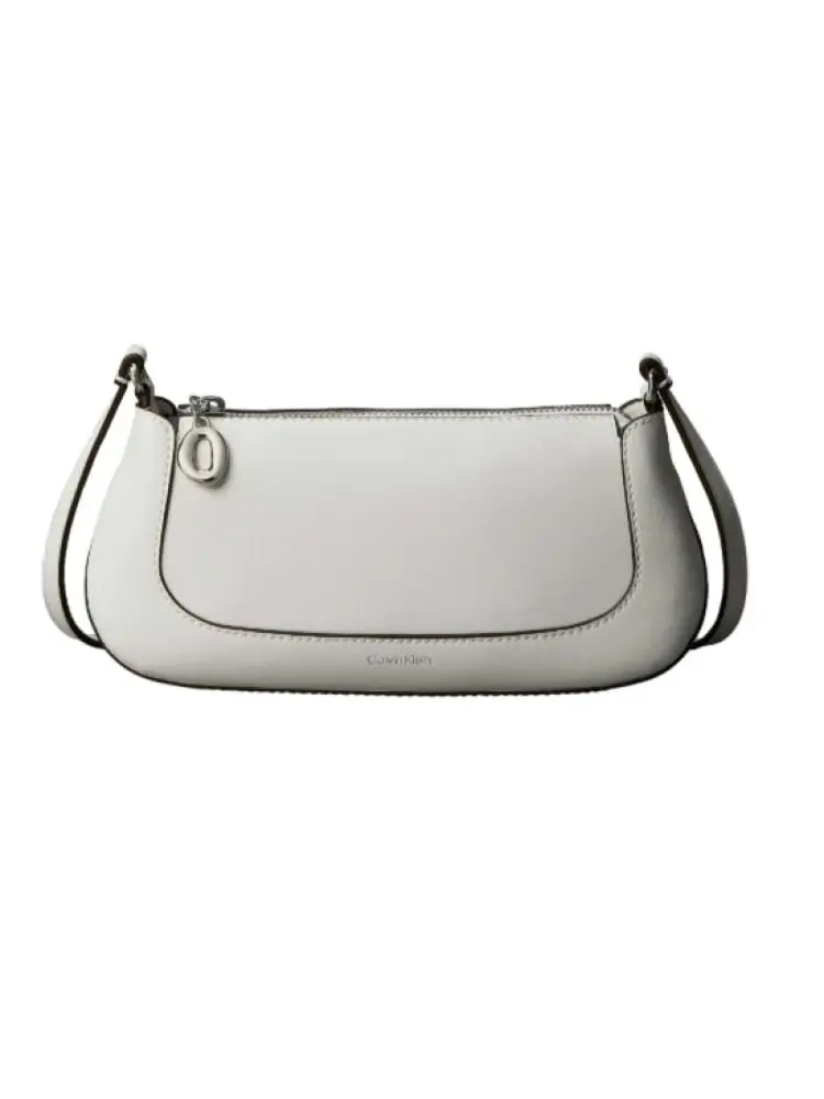 borsetta a tracolla donna avorio con zip e micrologo in rilievo