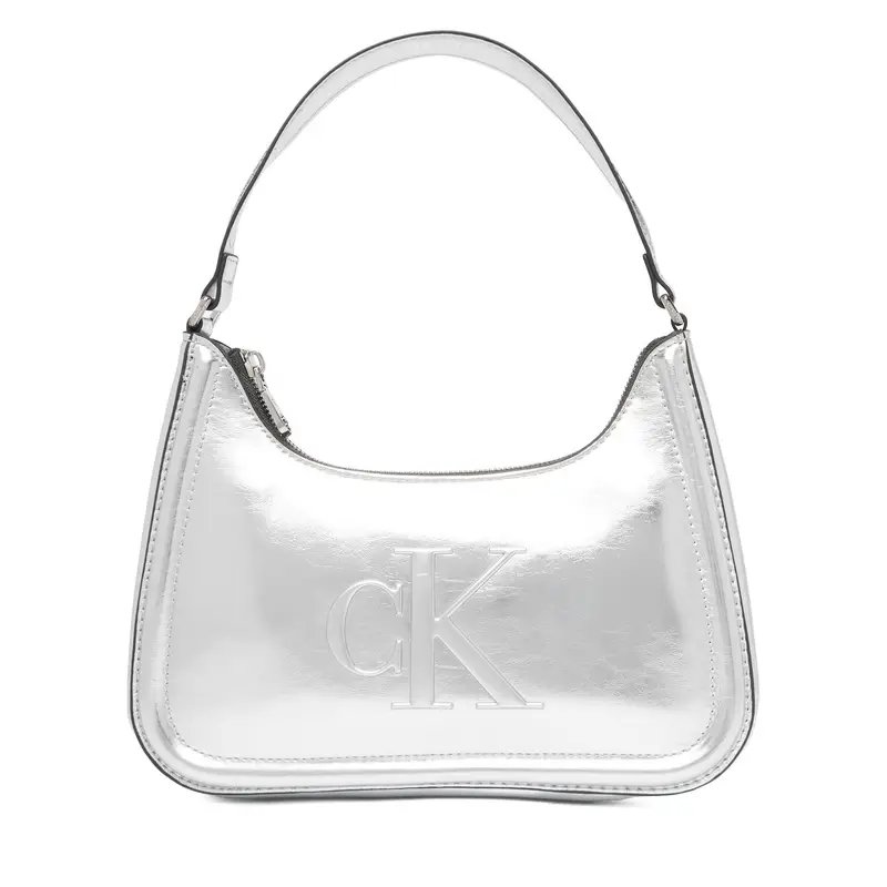 Borsetta Calvin Klein Bold Ck Metallic Shoulder Bag LV04F3332G Argento