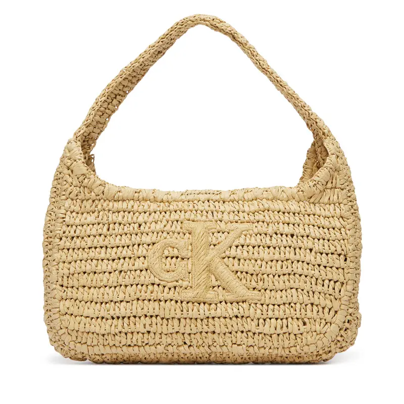 Borsetta Calvin Klein Bold Ck Raffia Sm Shoulder Bag LV04F3449G Marrone
