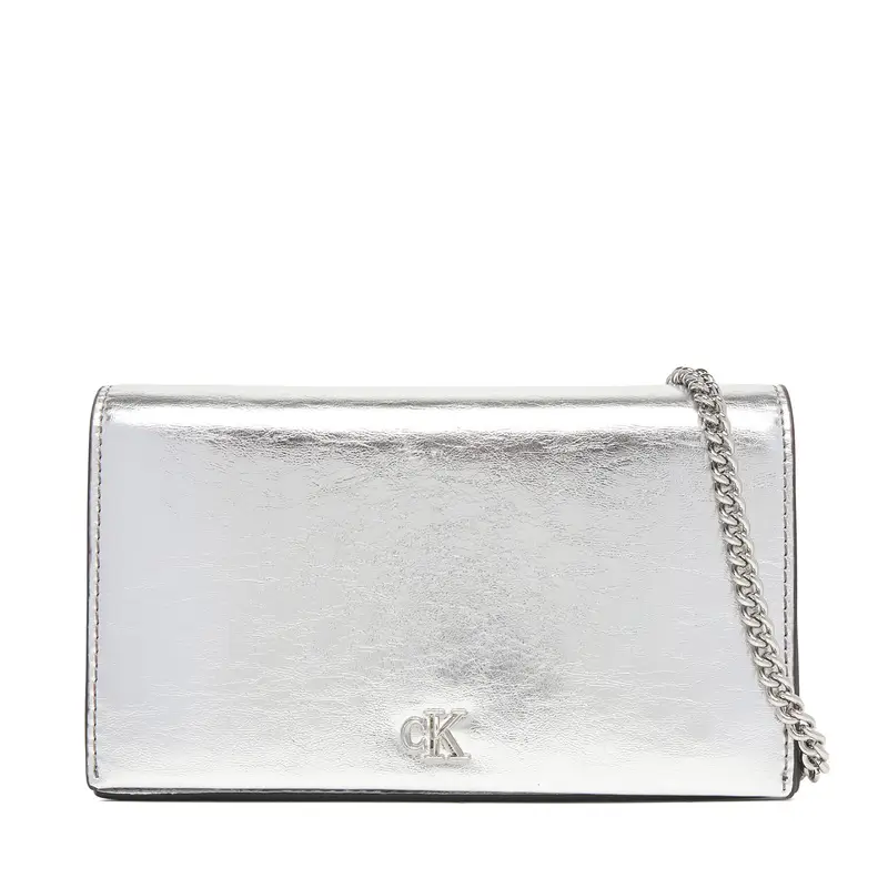 Borsetta Calvin Klein Ck Metallic Wallet On Chain LV04F3320G Argento