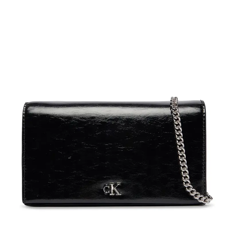 Borsetta Calvin Klein Ck Metallic Wallet On Chain LV04F3320G Nero
