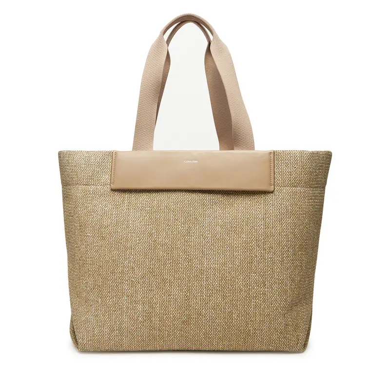 Borsetta Calvin Klein Ck Raffia Large Shopper K60K613025 Beige
