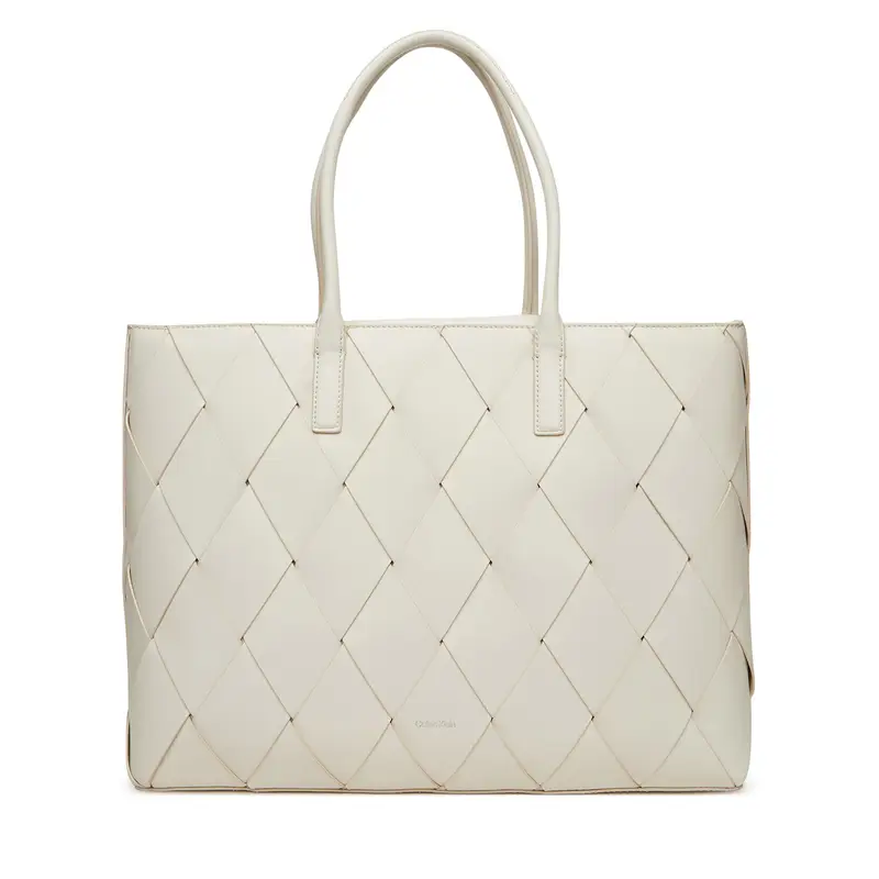 Borsetta Calvin Klein Ck Woven Medium Shopper K60K612994 Bianco