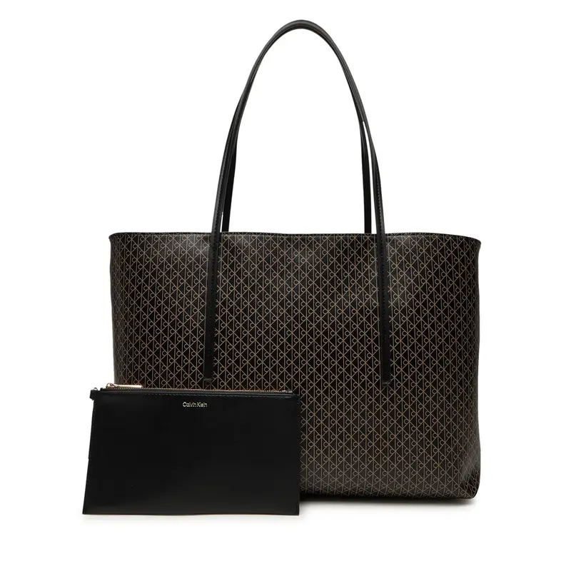 Borsetta Calvin Klein Emblem Aop Tote W/ Pouch LV04F3266G Nero