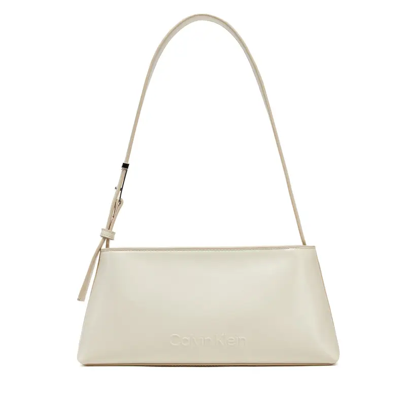 Borsetta Calvin Klein Embossed Logo Shoulder Bag K60K612550 Écru Écru