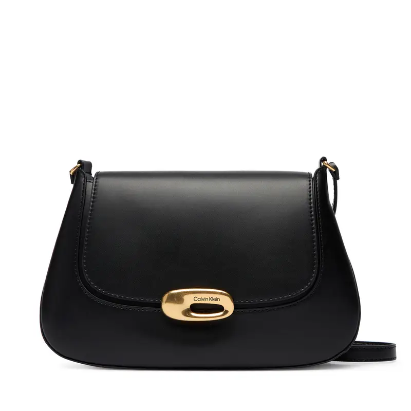 Borsetta Calvin Klein Hardware Flap Medium Crossbody LV04F3401G Nero