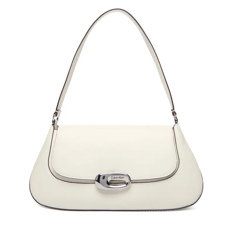 Borsetta Calvin Klein Hardware Flap Shoulder Bag LV04F3146G Bianco