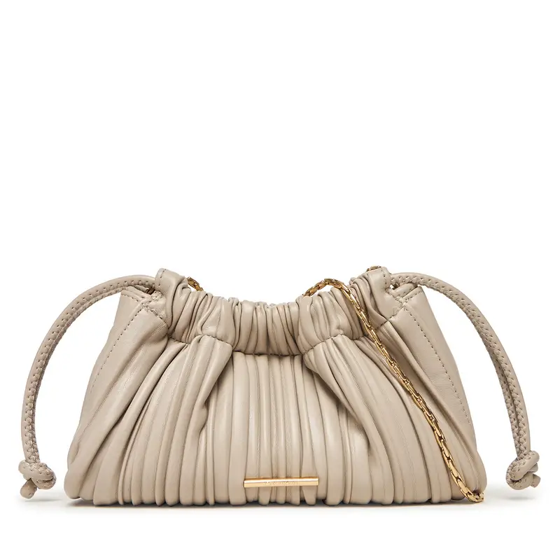 Borsetta Calvin Klein Plisse Mini Drawstring Bag LV04F3077G Écru Écru