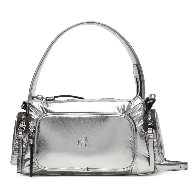 Borsetta Calvin Klein Pocket Silver Nylon Small Bag LV04F3443G Argento
