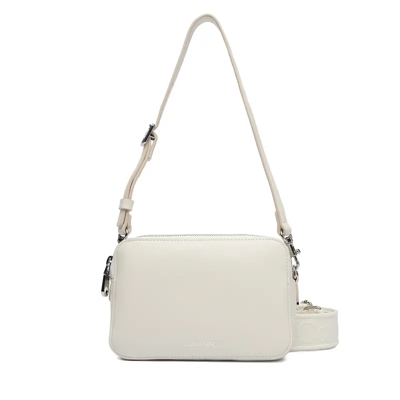 Borsetta Calvin Klein Webbing Double Strap Camera Bag LV04F3165G Bianco