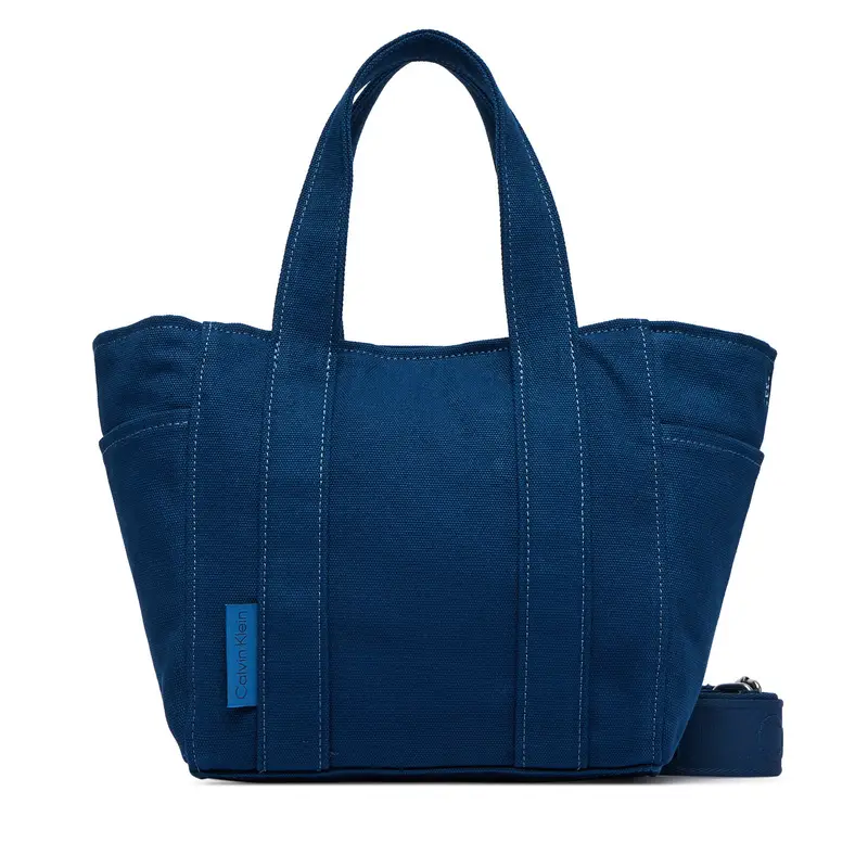 Borsetta Calvin Klein Webbing Strap Canvas Small Tote LV04F3384G Blu