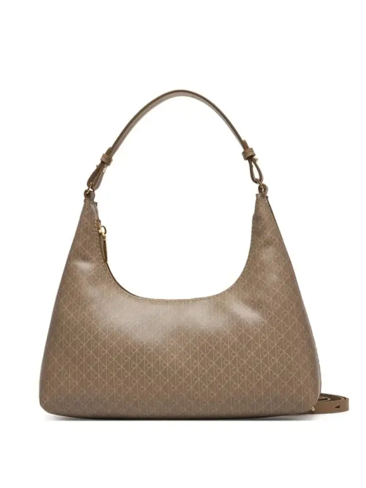 borsetta donna a tracolla beige con logo all over