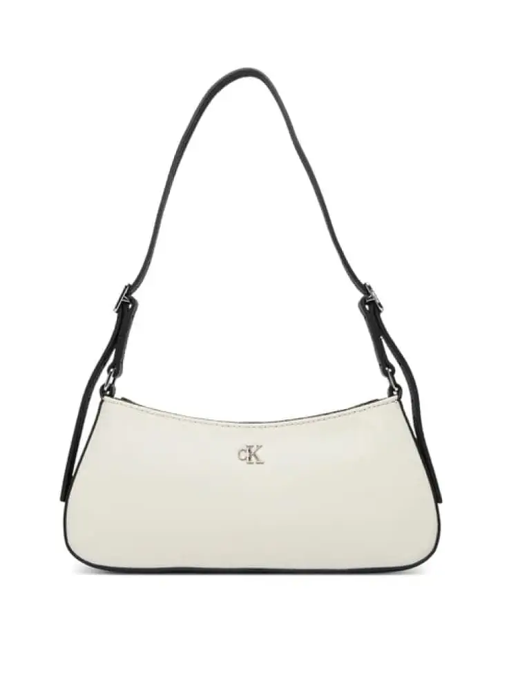 borsetta donna bianca con logo argentato