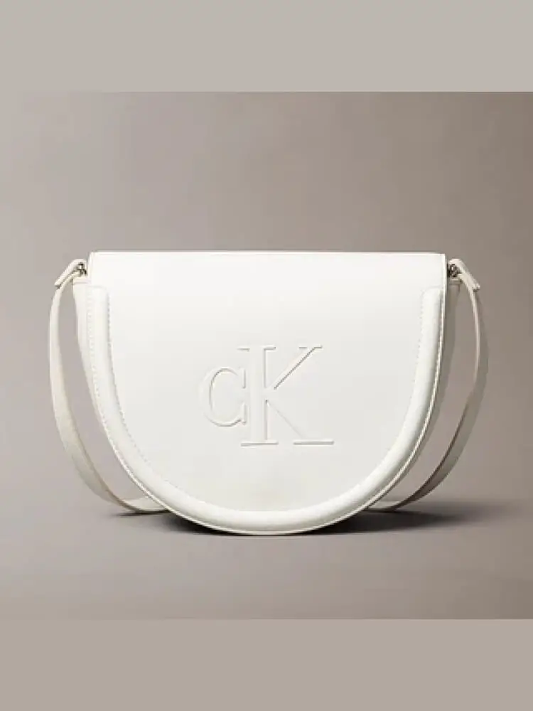 borsetta donna bianca con tracolla e logo in rilievo