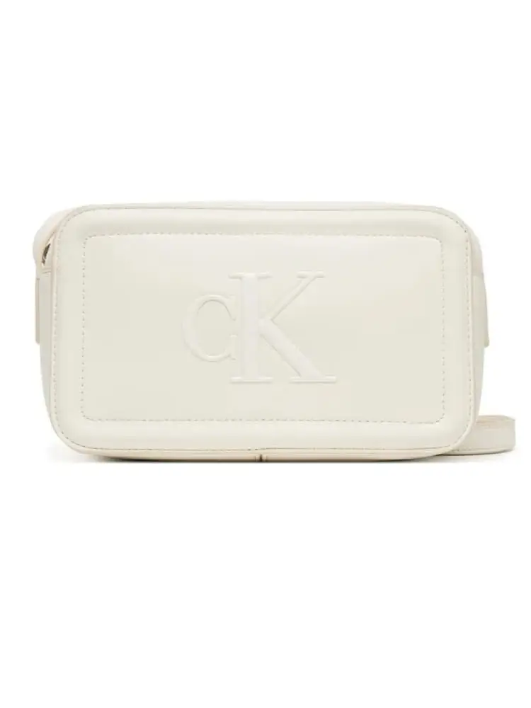 borsetta donna bianca in ecopelle con logo in rilievo