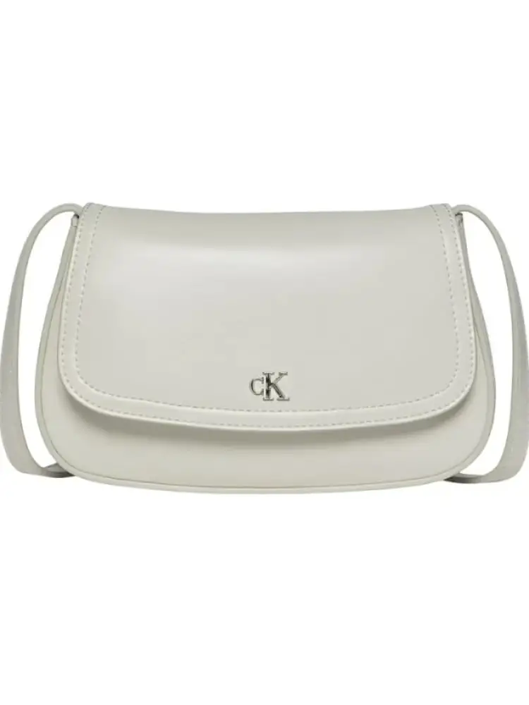 borsetta donna bianca in similpelle con logo argentato