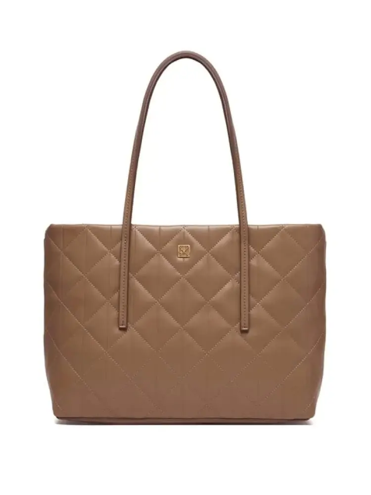 borsetta donna trapuntata beige con logo