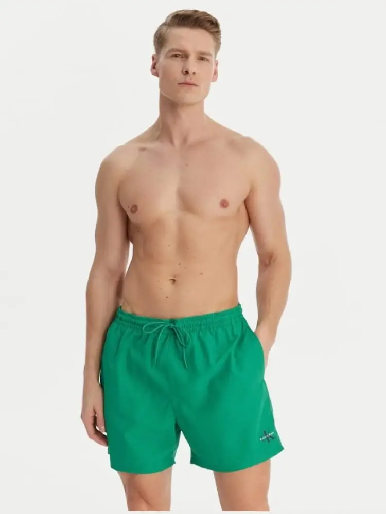 boxer mare in nylon verde con logo