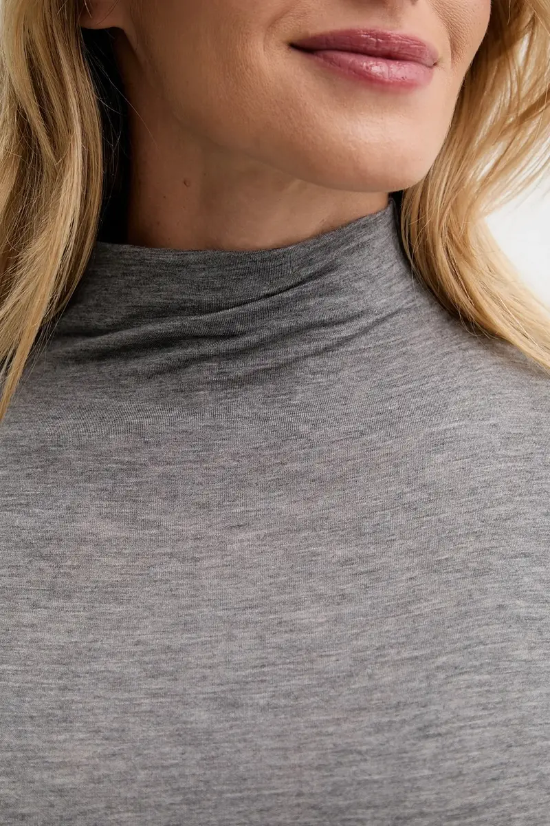 camicetta a maniche lunghe con lana colore grigio LV044D239G miniatura 5