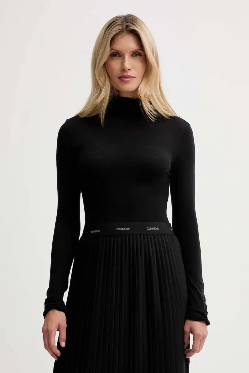 camicetta a maniche lunghe con lana colore nero LV044D239G