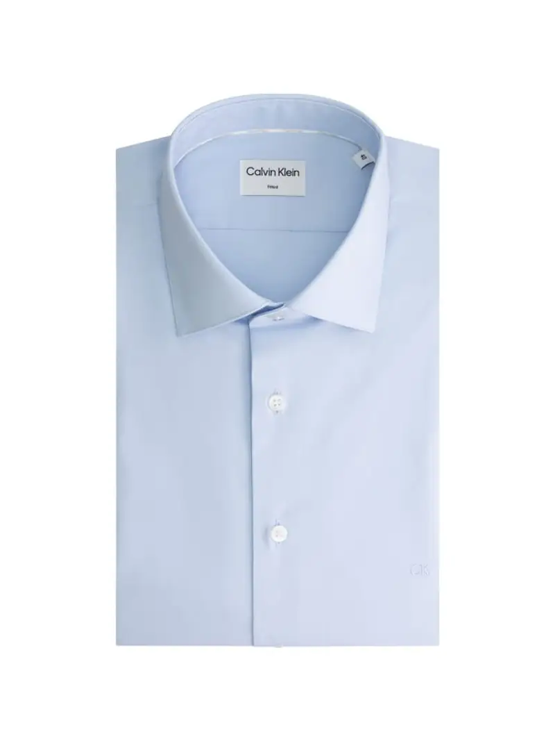 camicia aderente elasticizzata in popeline celeste