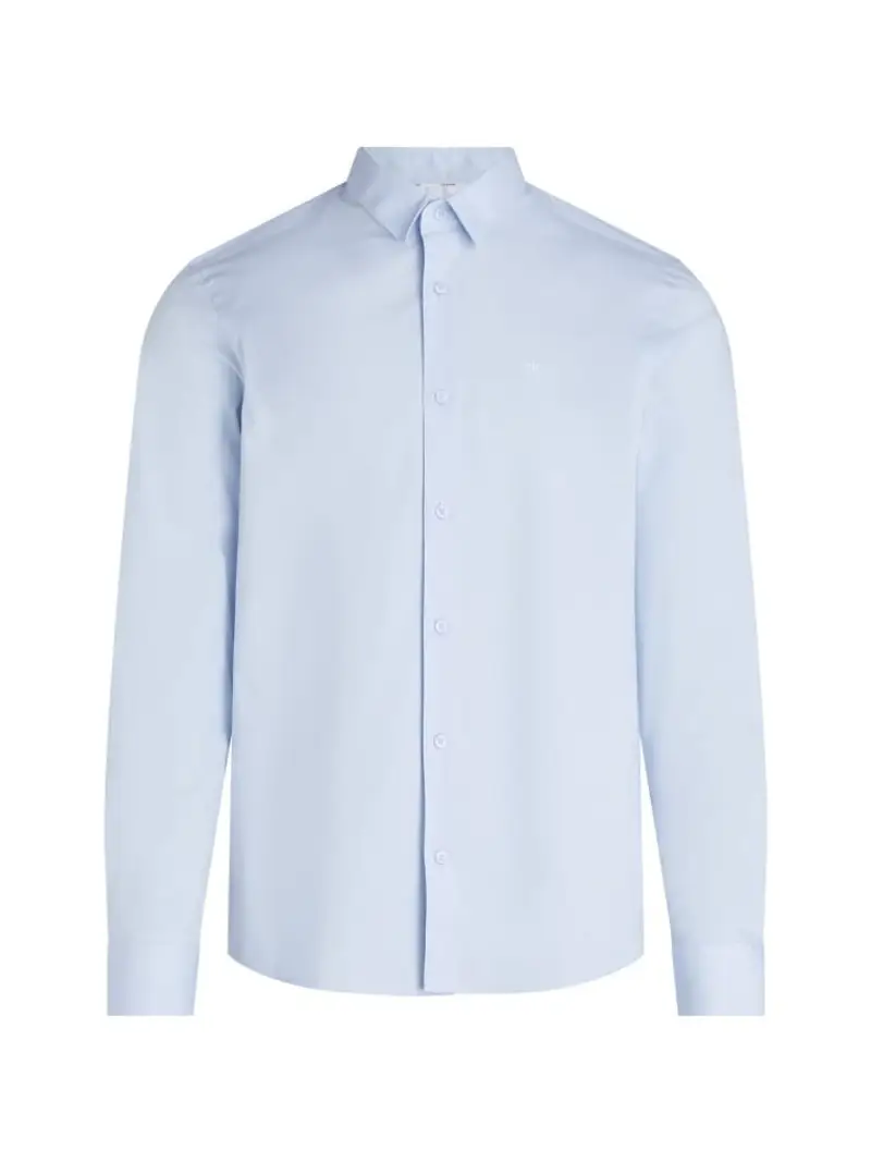 camicia aderente in popeline elasticizzato celeste