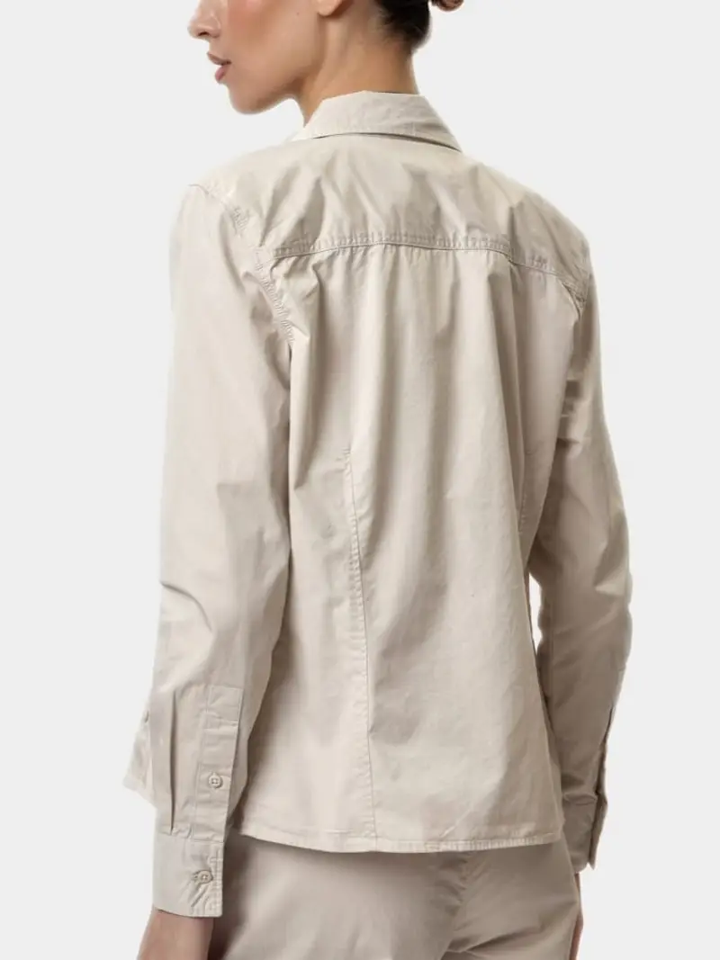 Calvin Klein camicia beige donna in cotone patch logo sul petto miniatura 2