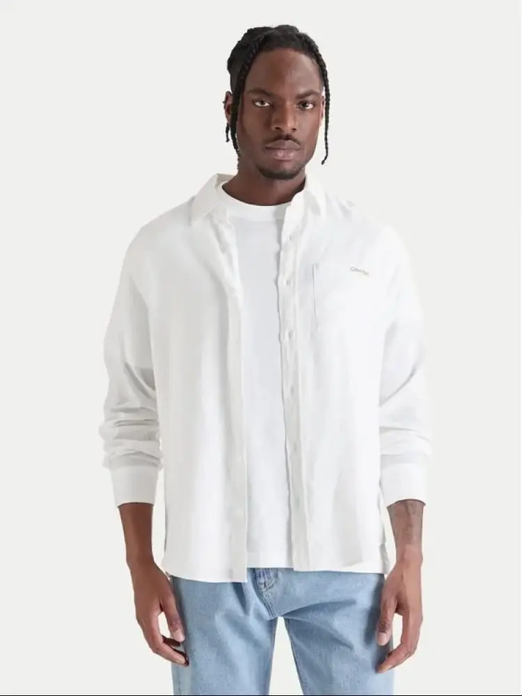 camicia bianca uomo mini logo sul petto