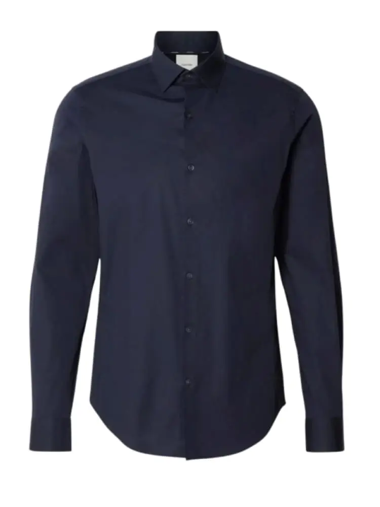 camicia blu regular fit in cotone